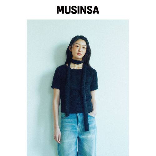 KOOKEESEE 毛绒面料圆领上衣 (VLACK) MUSINSA韩国官网直邮进口