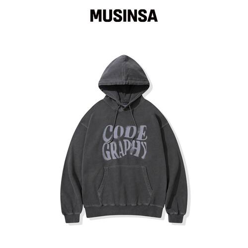 CGP CODEGRAPHY 波浪连帽卫衣_炭灰 MUSINSA韩国直邮官方正品