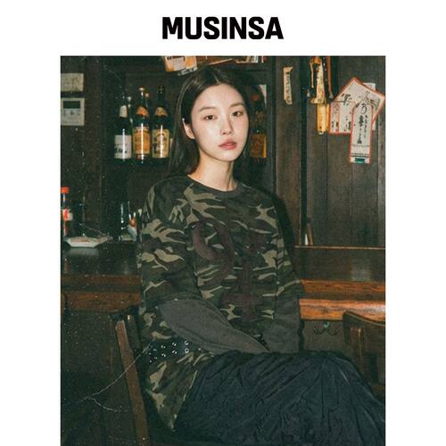 CHICKS 94迷彩短袖层叠T恤棕色 MUSINSA韩国官网直邮进口