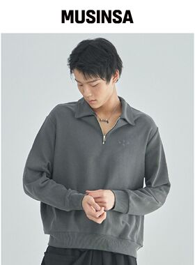 LAD EDITION KARA 半包拉链衫_茶灰色韩国官网直邮进口MUSINSA