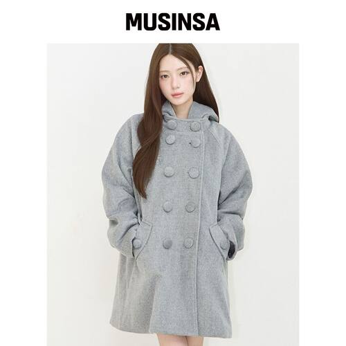 ILLIGO 舒适连帽纽扣外套灰色 MUSINSA韩国官网直邮进口
