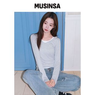 MUAHMUAH TRY 背带裤长袖T恤 [泥膜]韩国官网直邮进口MUSINSA