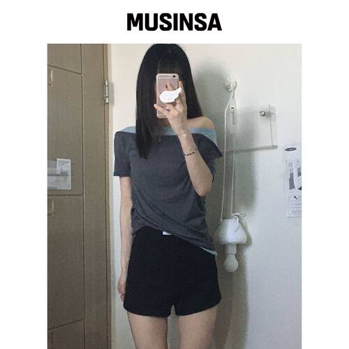 PLACE STUDIO 透视双层褶皱修身短袖T恤MUSINSA韩国直邮官方正品