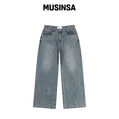 LAB101 刷水洗宽腿牛仔短裤 (MID BLUE) MUSINSA韩国官网直邮进口