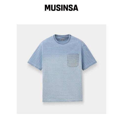 SERIES 渐变条纹短袖T恤 SATAM26741BUX MUSINSA韩国官网直邮进口