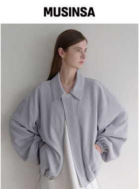 LENAV esy pleats kara blouson (天蓝色) MUSIN韩国官网直邮进口