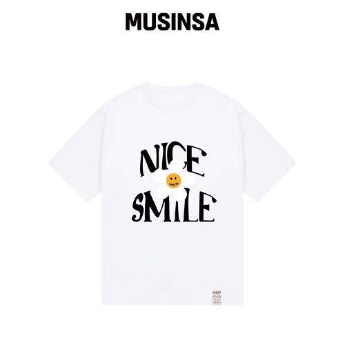 GRAVER NICE SMILE logo花卉短袖T恤_白色韩国官网直邮进口