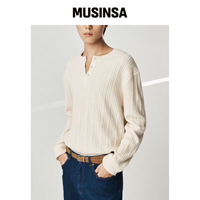 MERGO MODIF RIBBED HENLEY NECK 针织 [IVORY]韩国官网直邮进口