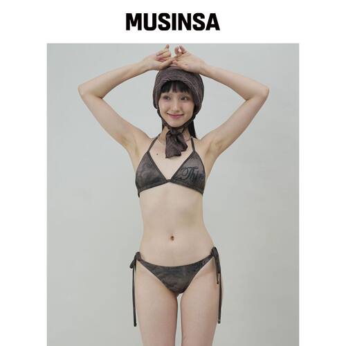 THIRSTYCLUB Brown city bikini - Triangle top韩国官网直邮进口