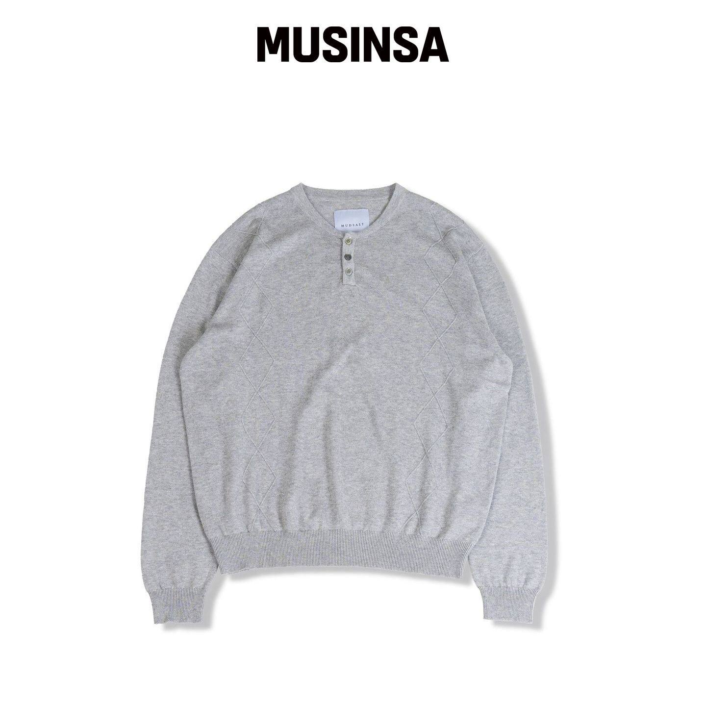 MUDSALT 麻花亨利领针织衫 混合灰韩国官网直邮进口MUSINSA