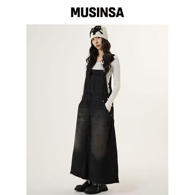 UNKNOWN PLANET 沙色黑色牛仔长裙 MUSINSA韩国直邮官方正品