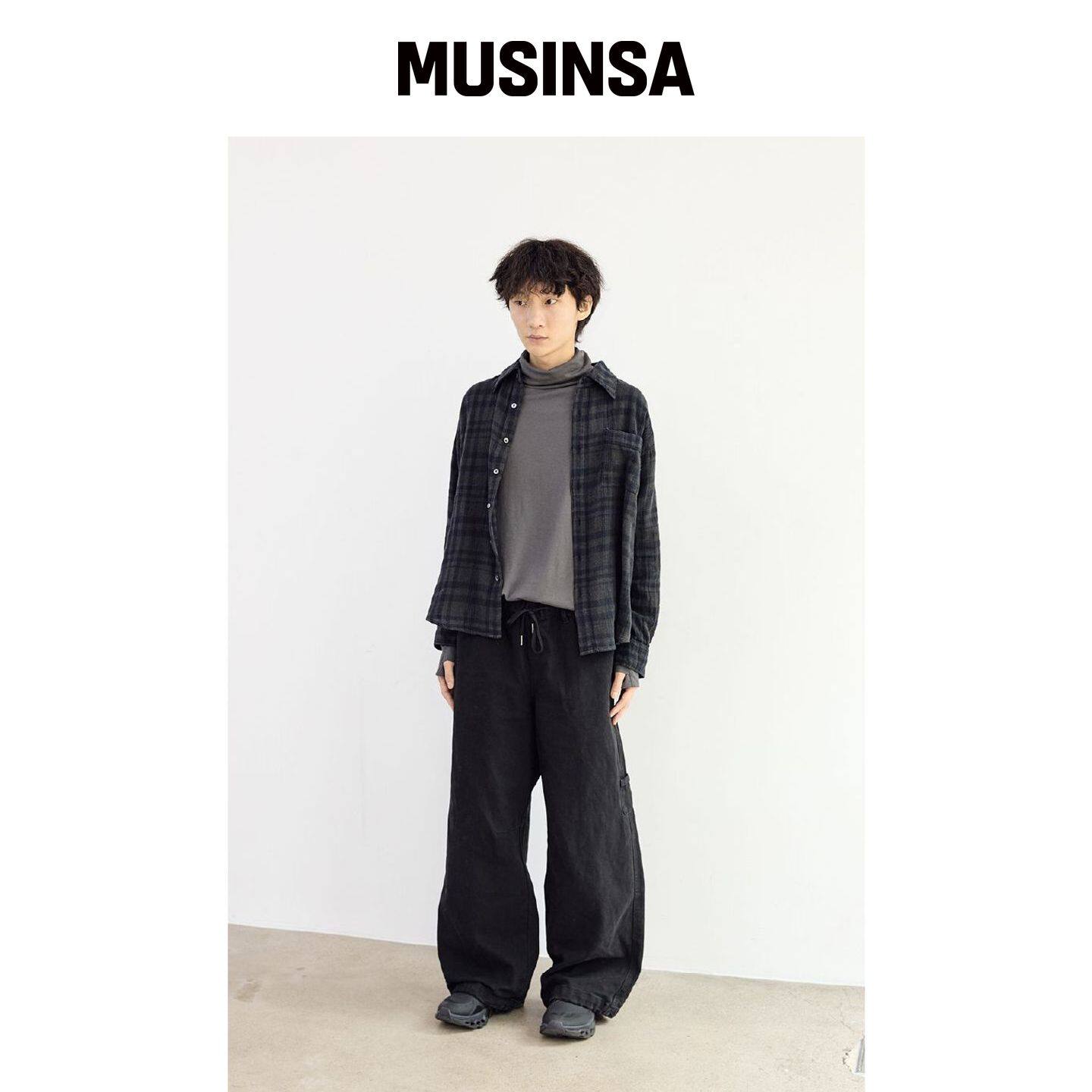 HATCHINGROOM 水洗黑色宽松鸭布裤 MUSINSA韩国官网直邮进口