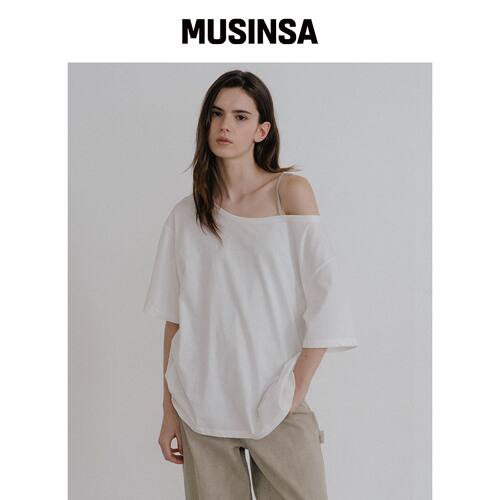 KNOWNBETTER Off-shoulder solid T-shirt [KNSS韩国官网直邮进口