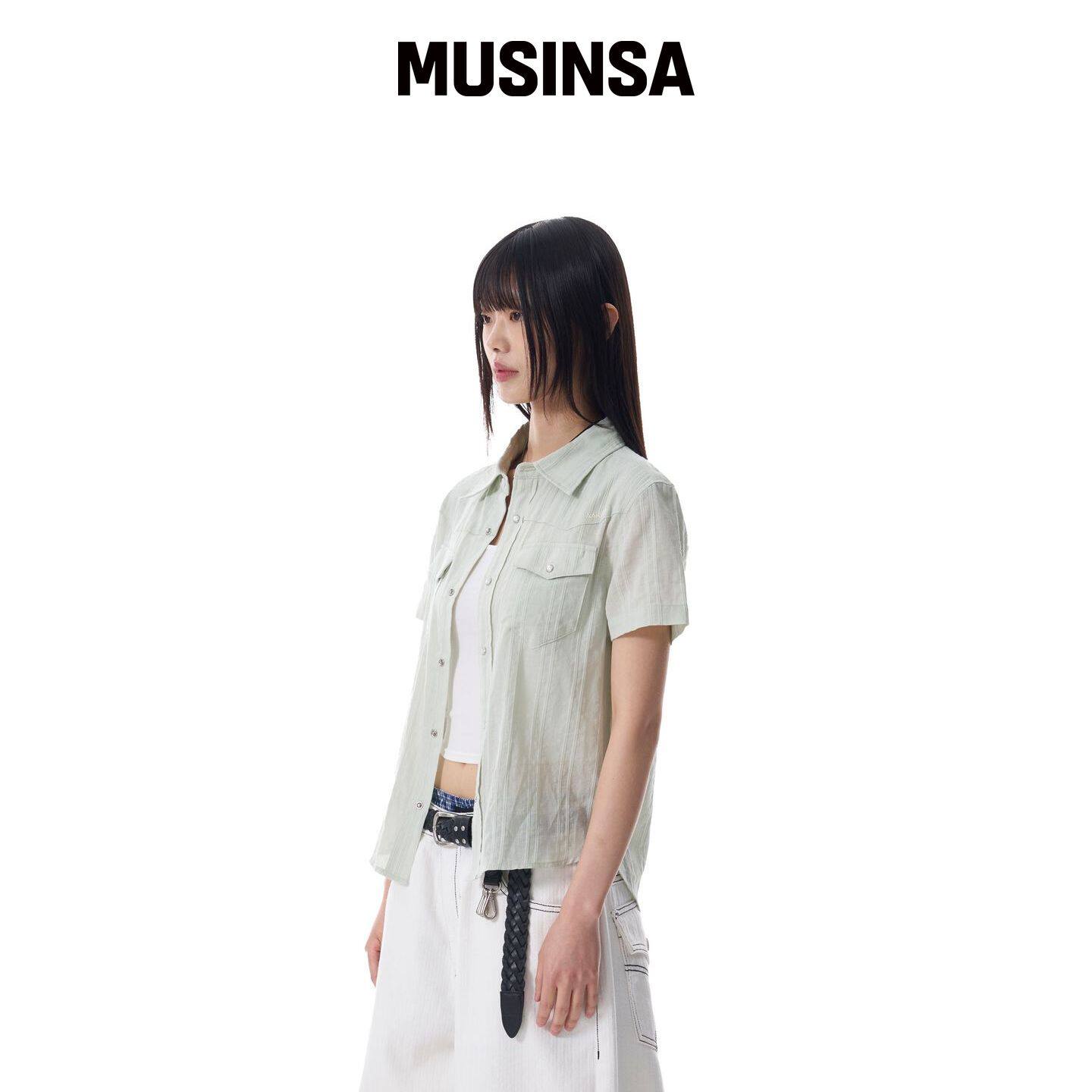 AAKAM 图案西方短袖衬衫（绿色） MUSINSA韩国官网直邮进口