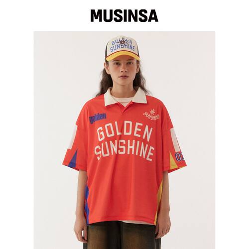 GOLDEN SUNSHINE 阳光艺术图案T恤_Red MUSINSA韩国官网直邮进口