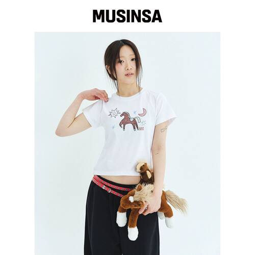 CGP (女款) 马图案短袖T恤-白色 MUSINSA韩国官网直邮进口