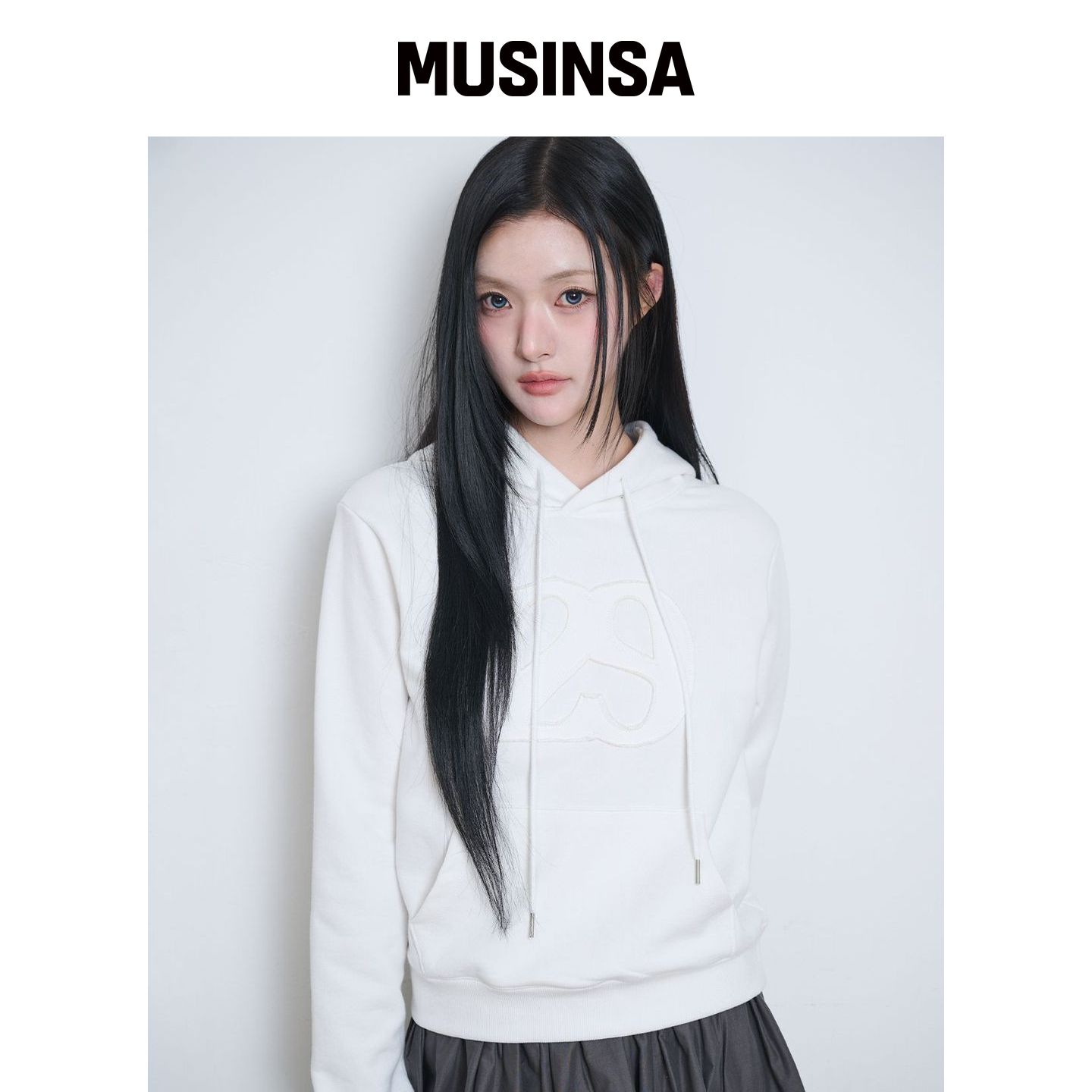 ILLIGO 129 LOGO PATCH 连帽卫衣 白色 MUSINSA韩国直邮官方正品图片