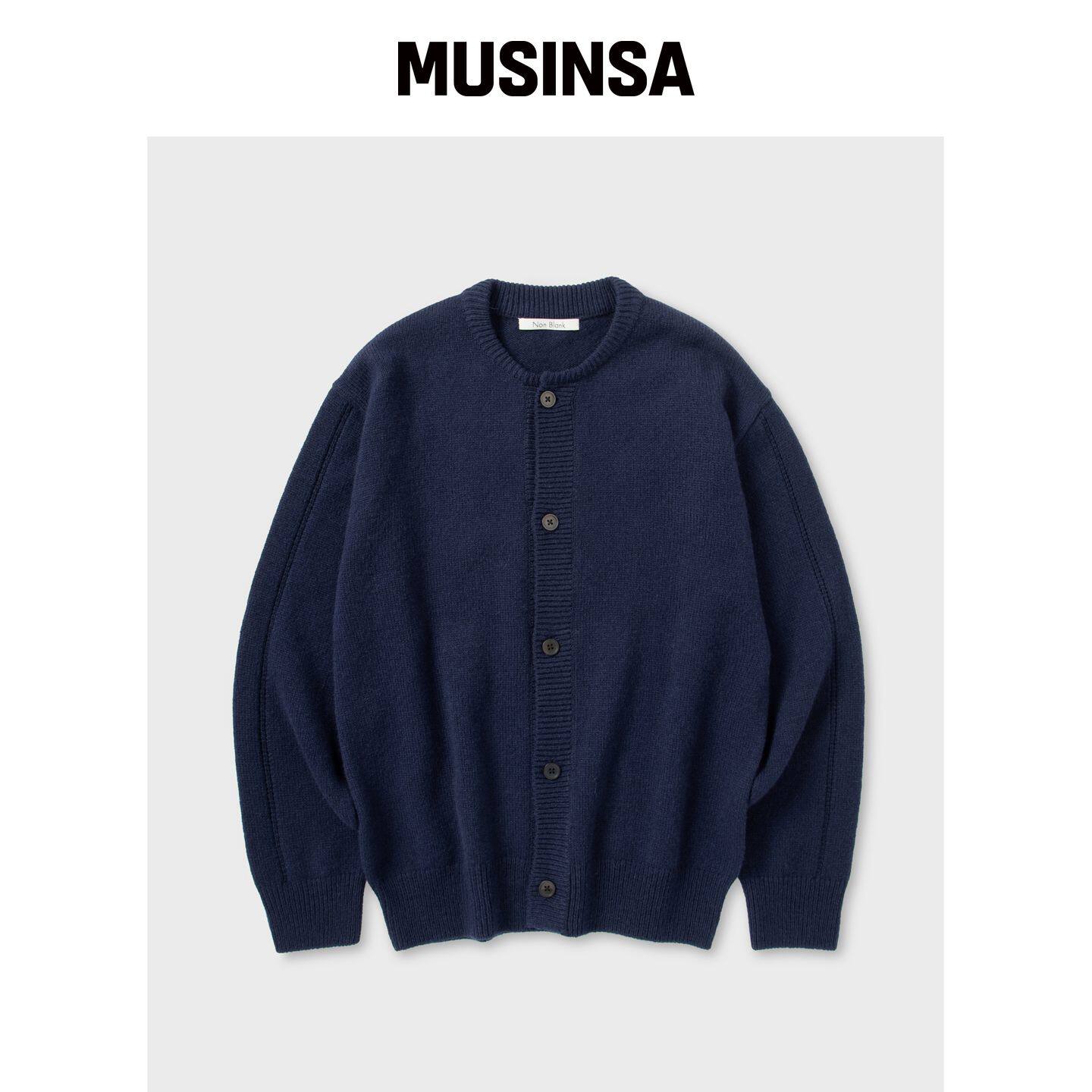 NONBLANK 纯羊毛开衫针织_NAVY MUSINSA韩国官网直邮进口