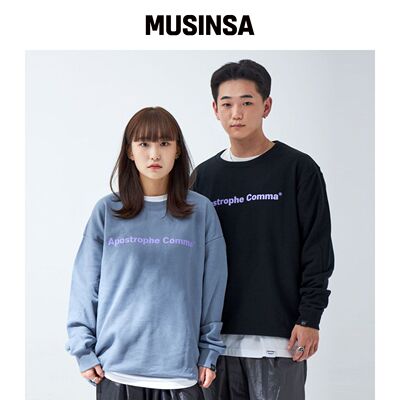 APOSTROPHE COMMA 基础全名LOGO运动卫裤（黑色/韩国官网直邮进口