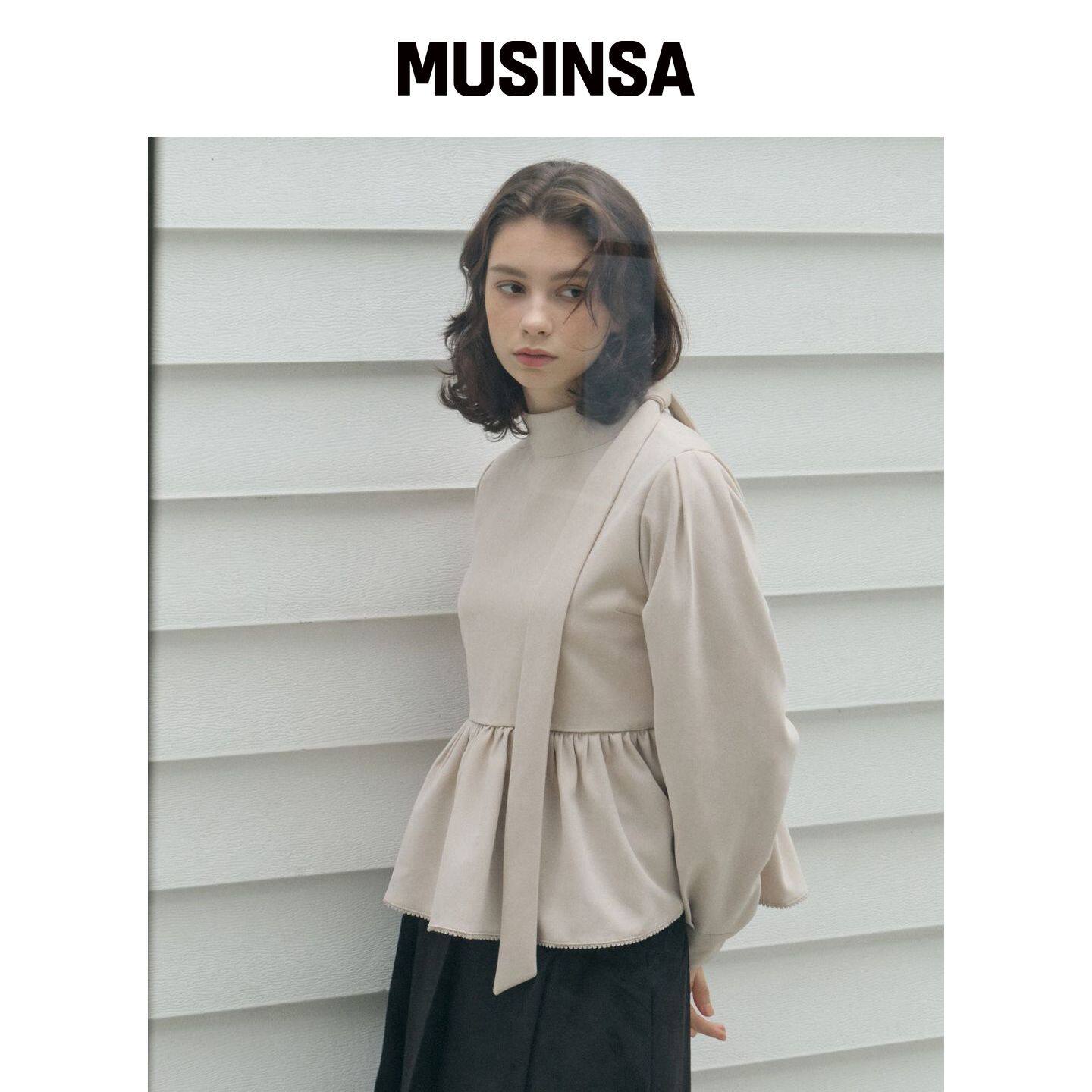 ITOV SEOUL 领带装饰衬衫 米色 MUSINSA韩国直邮官方正品