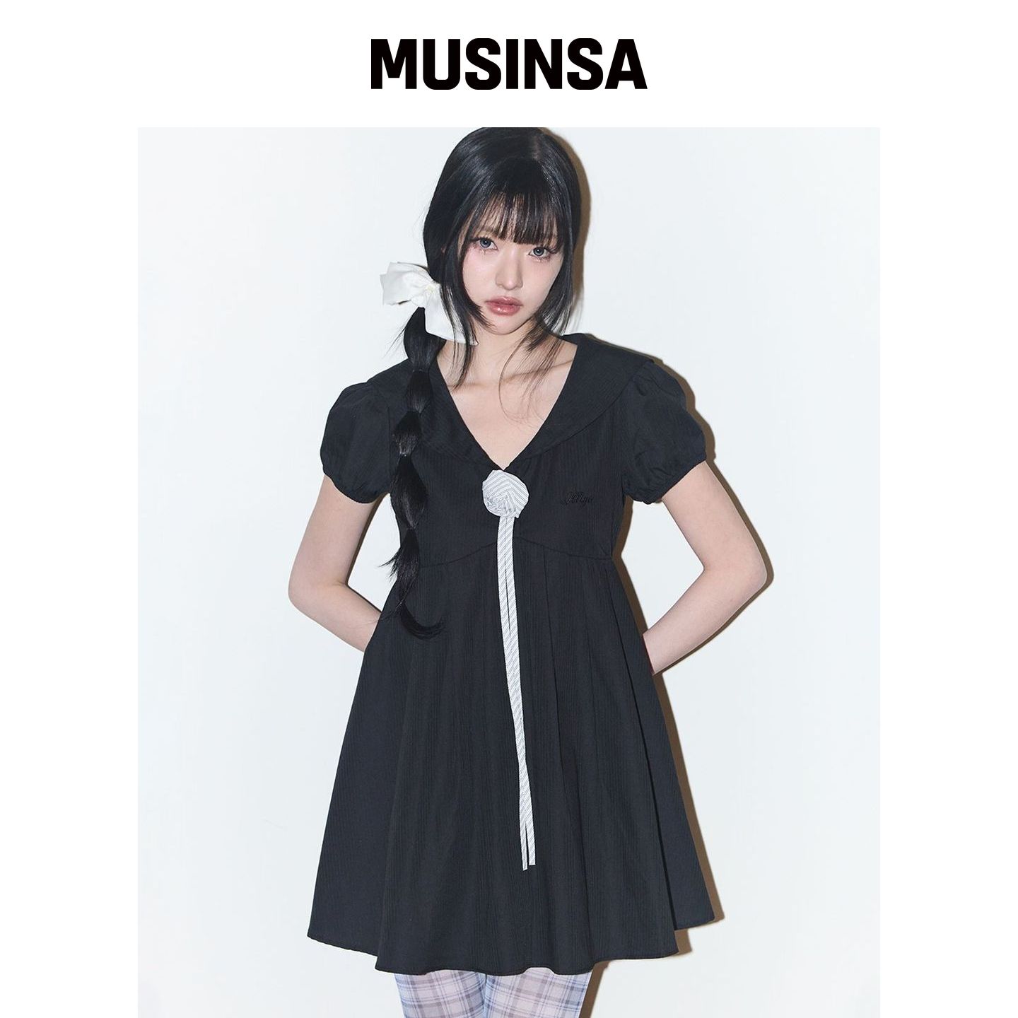 ILLIGO 明星同款黑色水手领连衣裙短裙MUSINSA韩国官网直邮进口图片