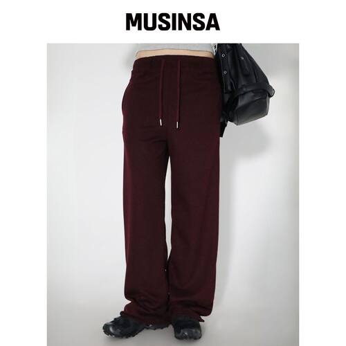 CHICKS 宽松版型松紧训练裤 酒红色 MUSINSA韩国官网直邮进口