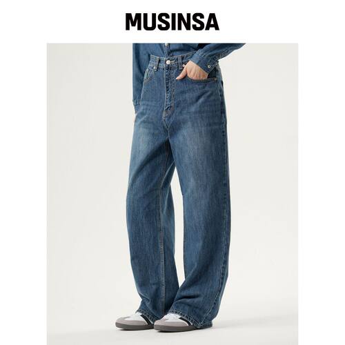 UNKNOWN PLANET 日常中宽牛仔裤 蓝色 MUSINSA韩国直邮官方正品