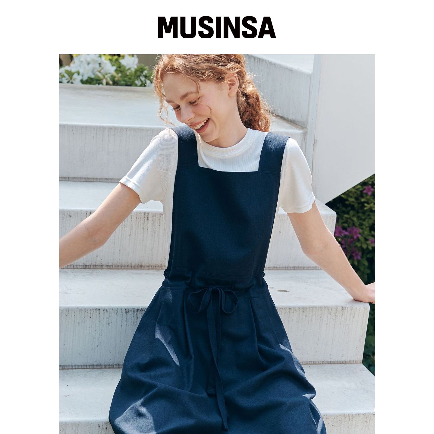 ZEROSTREET 亚麻背带裤 / 海军蓝 MUSINSA韩国直邮官方正品
