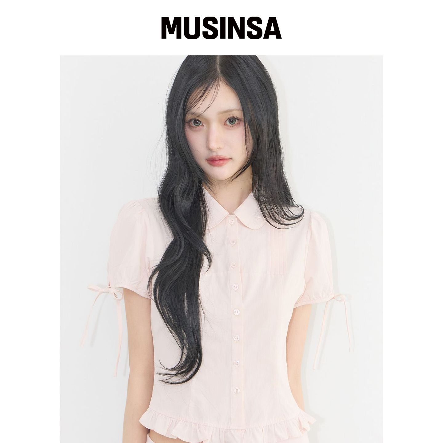 ILLIGO 明星同款泡泡袖衬衫粉色甜美上衣MUSINSA韩国官网直邮进口图片