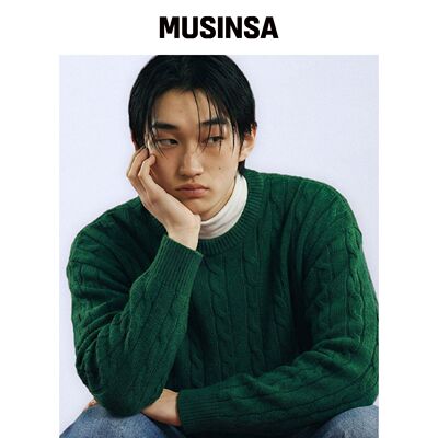 NOTUSUAL USUAL 圆领麻花线缆针织衫 [GREEN] MU韩国官网直邮进口