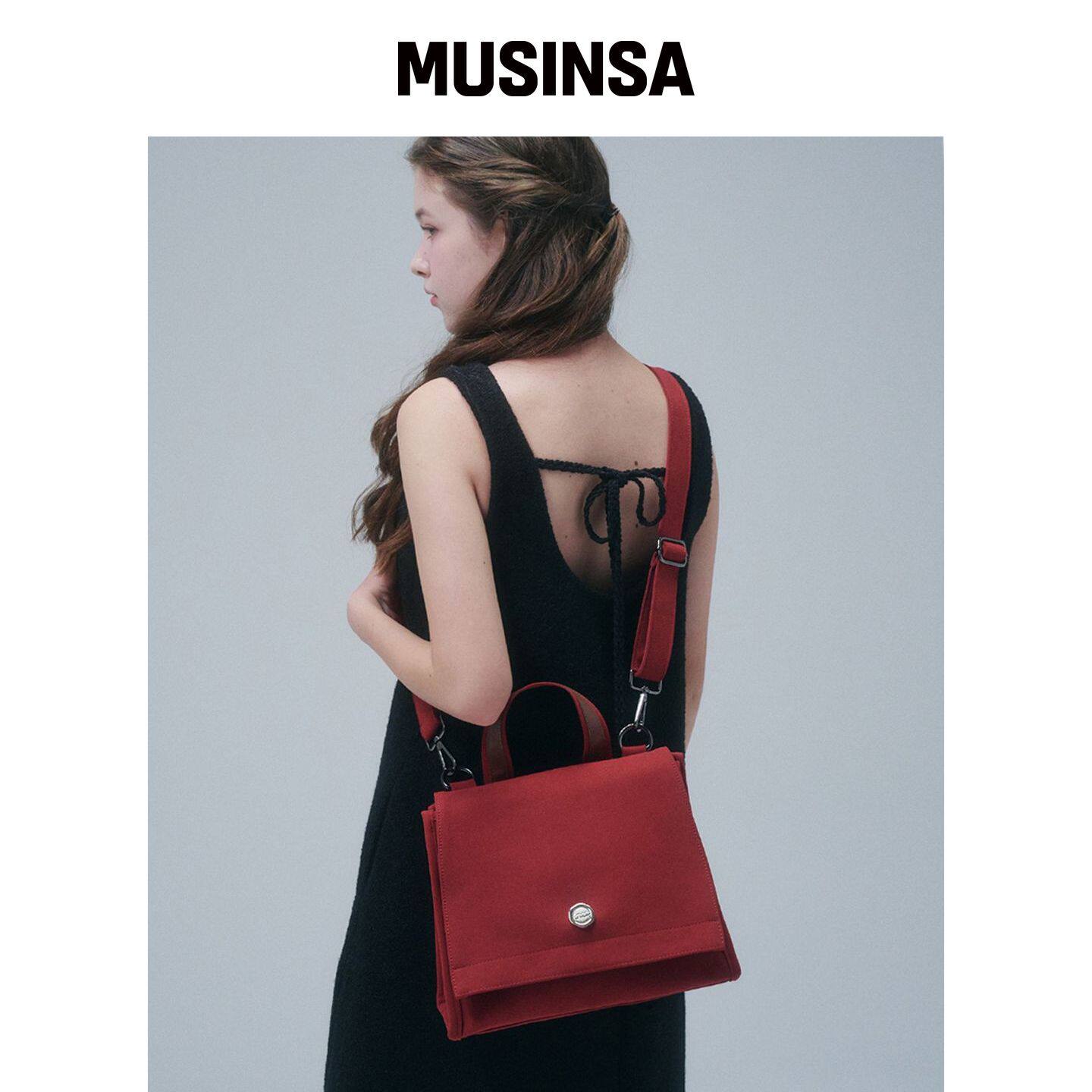 IROCO MARGARET SUADE FLAP BAG_红色 MUSINSA韩国官网直邮进口