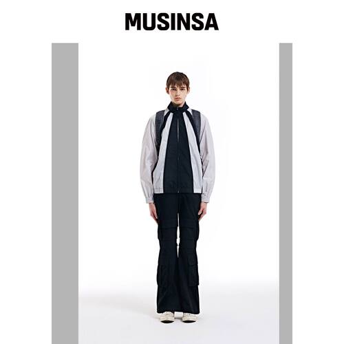 THEMUSEUMVISITOR 反光线罗纹风衣（黑色） MUSI韩国官网直邮进口