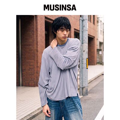 BALLUTE 雾感条纹长袖上衣（天空蓝） MUSINSA韩国官网直邮进口