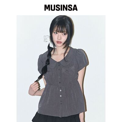 ILLIGO 毛绒缎带泡泡衬衫茶色 MUSINSA韩国官网直邮进口