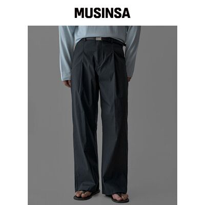 BOWLOW PRODUCT 拉链 CN 双褶裤 [炭灰] MUSINSA韩国直邮官方正品