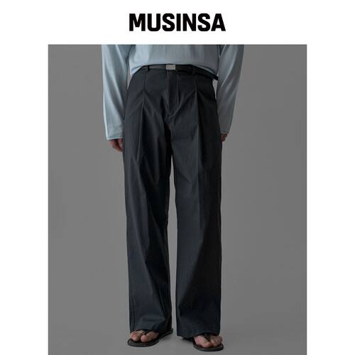 BOWLOW PRODUCT 拉链 CN 双褶裤 [炭灰] MUSINSA韩国直邮官方正品