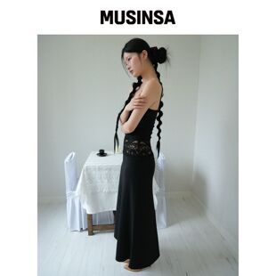 LOSESLEEPOVER 蕾丝草地连衣裙 *黑色 MUSINSA韩国官网直邮进口