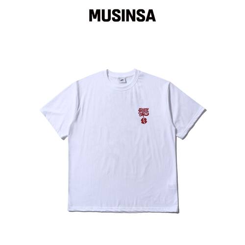SEARCH410 双心logo半高领T恤 WHITE韩国官网直邮进口MUSINSA