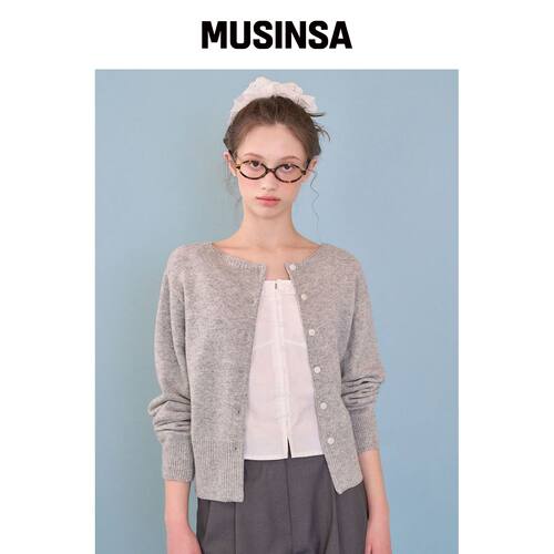 APPAREL ARCHIVE 羊毛圆领开衫_灰色韩国官网直邮进口MUSINSA