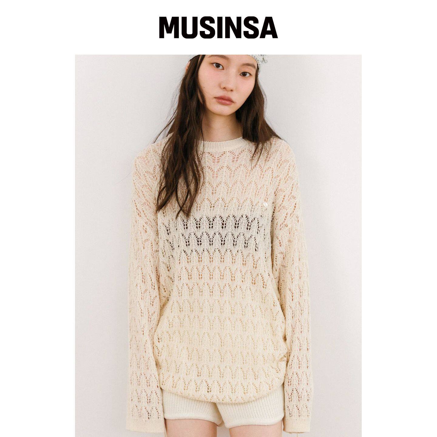 TINKNIT 沙滩绑带针织上衣_婴儿色 MUSINSA韩国官网直邮进口