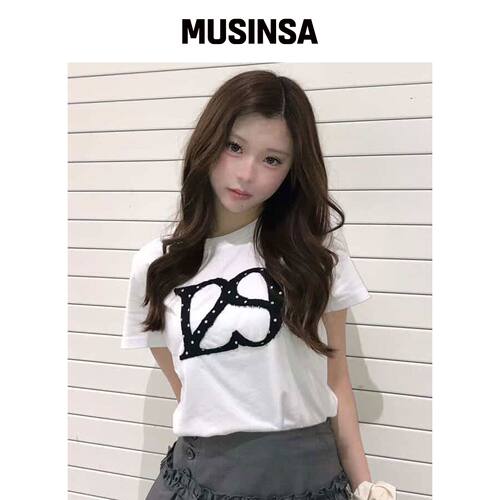 ILLIGO 129 LOGO PATCH T恤 白色圆点韩国官网直邮进口MUSINSA