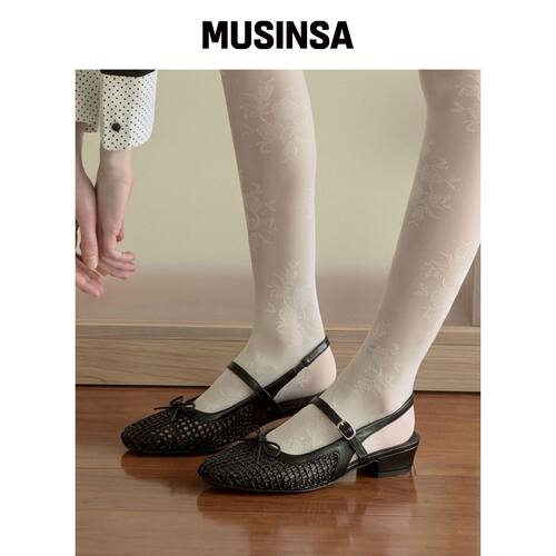 SPUR Flora 网眼露跟凉鞋 3.7cm -WS9047 (2色) 韩国官网直邮进口