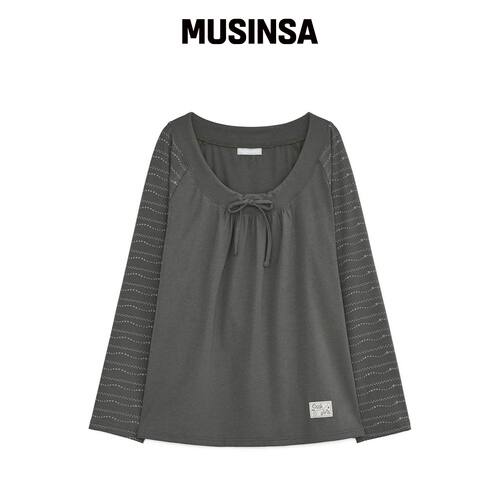 HUG YOUR SKIN 抽绳长袖衫（炭灰色） MUSINSA韩国官网直邮进口