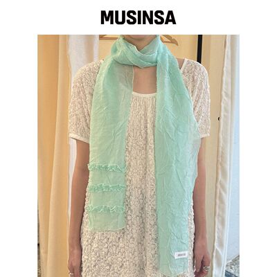 KOOKEESEE 薄纱褶边长围巾（薄荷色） MUSINSA韩国官网直邮进口