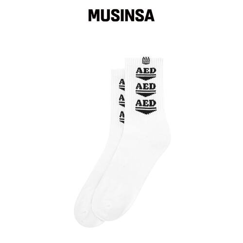 ALL EYES DOWN THREE LOGO SOCKS（白色/黑色）韩国官网直邮进口