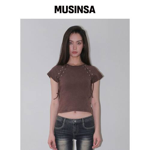 ORDINARY HOLIDAY 系带袖T恤 [棕色] MUSINSA韩国直邮官方正品