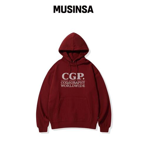 CGP 方形logo连帽卫衣_深红色 MUSINSA韩国官网直邮进口