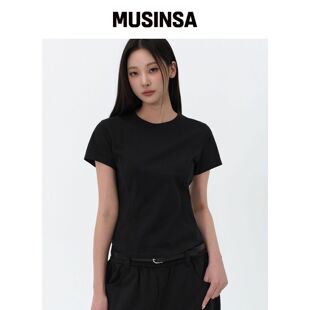 MUSINSA STANDARD WOMAN 女款圆摆T恤 [黑色]韩国官网直邮进口
