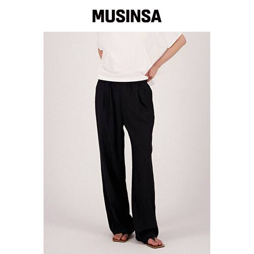 ACUD Summer Pintuck Bending Slacks _Black MU韩国官网直邮进口