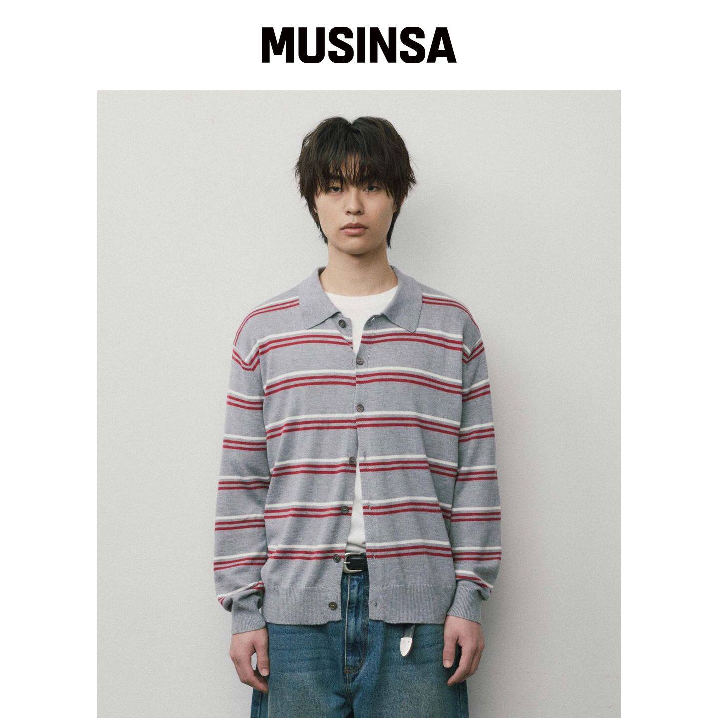 WMC 条纹针织开衫_GREY MUSINSA韩国直邮官方正品官网直邮进口